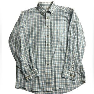 L.L.Bean Traditional Fit Button Down Shirt Men’s M Blue Plaid Long Sleeve Cotton
